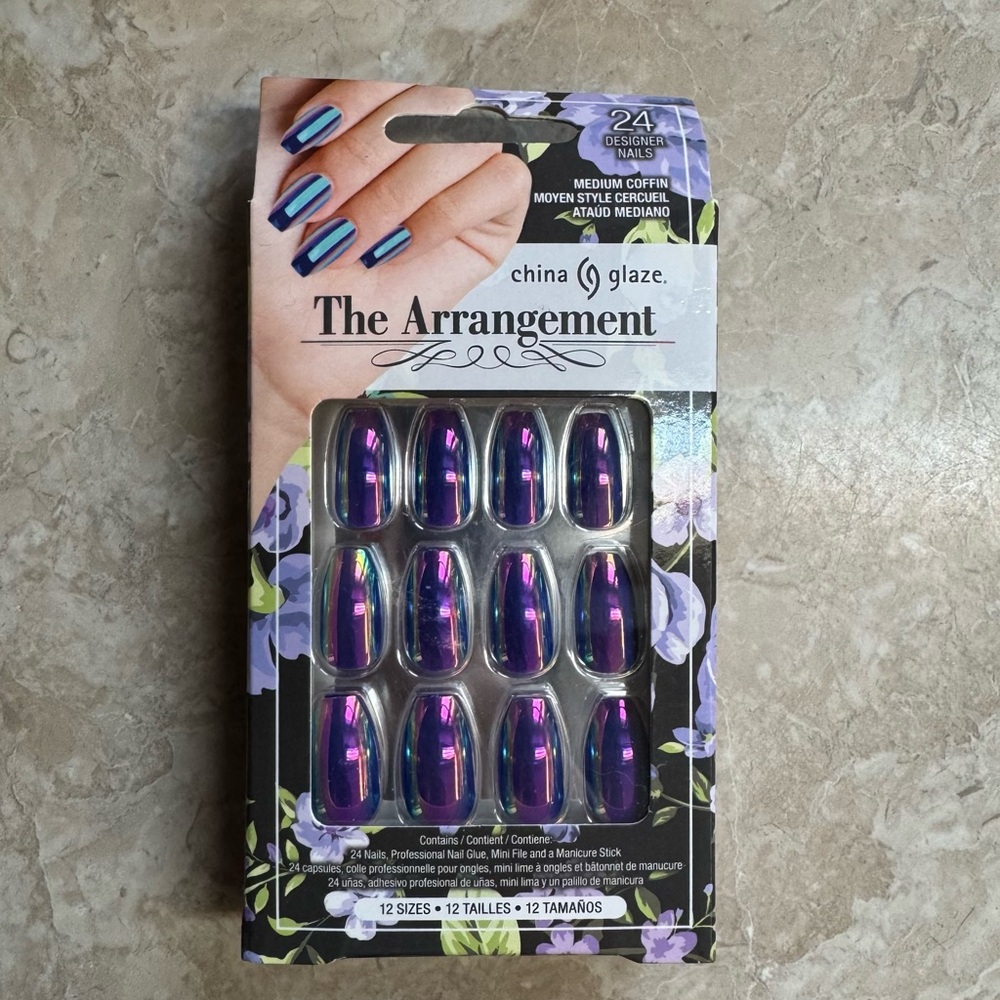China Glaze Arrangement Metallic Purple Acrylic Nails